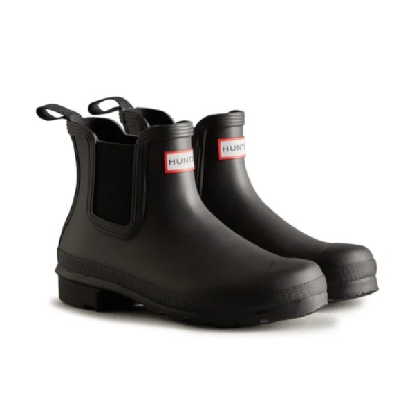 NWT Hunter Women's Original Chelsea Rain Boots Black Minimalist Commando Size 7 - Picture 1 of 13